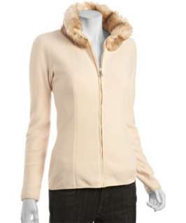 Prada Prada Sport cream fleece faux fur collar zip front jacket 