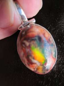   Sterling Mexican Fire Opal Pendant (Huge/Deep Opal Window)  