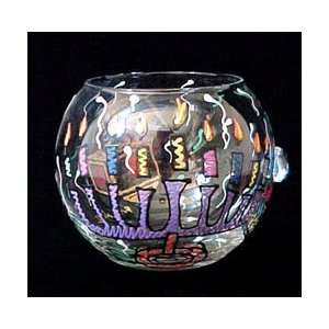   Design   Hand Painted  19 oz. Bubble Ball with candle 