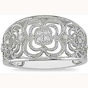   White Gold Filigree 1/10ct TDW Diamond Ring: Paris Jewelry: Jewelry