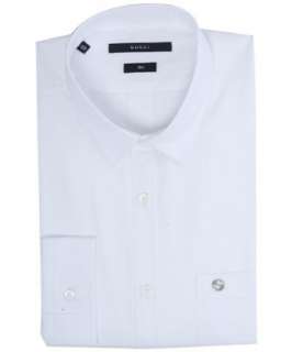 Gucci white cotton interlocking G ornament slim dress shirt   