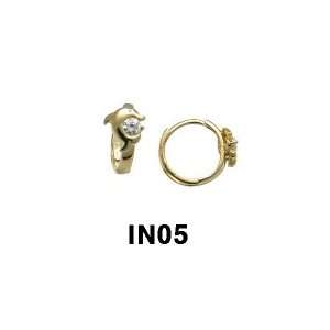  14k Dolphin Huggie Earrings (yellow gold): Jewelry