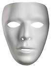 Adult Mens Male Full Face White Blank Plastic Mardi Gras Costume Mask
