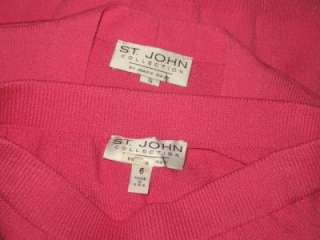  John collection knit summer pink jacket blazer skirt suit size S 6 8 
