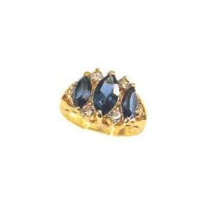 Simulated Sapphire 3 Stone Ladies Ring 18kt Gold EP Size 5 10 Lifetime 
