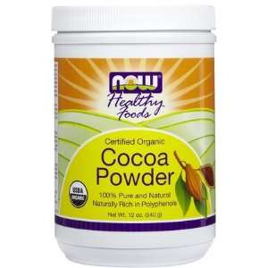 NOW Foods Organic Cocoa Powder, Unsweetened 12, oz (Quantity of 3)