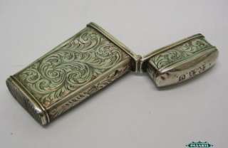  Continental Silver Match Safe Box / Etui Hinged Lid Europe Ca 1850