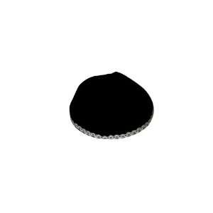 Black Velvet Kippah with Silver Zigzag and Arches