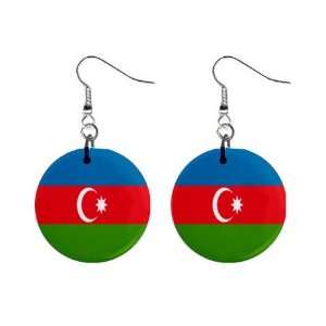 Azerbaijan Flag Button Earrings