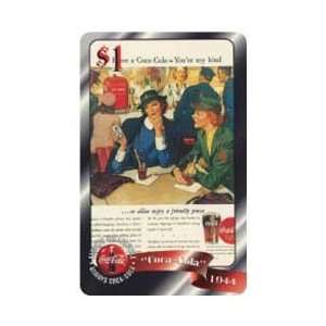 Coca Cola Collectible Phone Card: Coca Cola 96 $1. WWII Woman Have A 