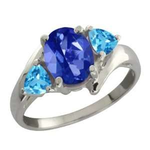   Sapphire Blue Mystic Topaz and Topaz Sterling Silver Ring Jewelry