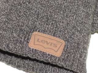 New Boys LEVIS Dark Gray Knitted Beanie Hat & Gloves Set  
