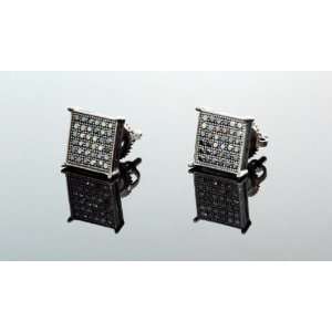   Black Onyx Crystal Micro Pave Unisex Mens Stud Earrings 10mm: Jewelry