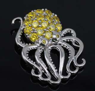 NP65 Citrine Octopus Ladys Gemstone Silver Pendant Fashion Jewelry 