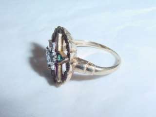   10K YELLOW GOLD EASTERN STAR RING MULTICOLOR STONE F.A.T.A.L.  