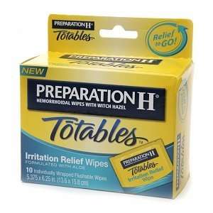 Preparation H Totables, Hemorrhoidal Wipes with Witch Hazel 10 ct 
