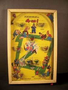 Vintage Pinball Game in wood frame case POOSH M UP JR GREAT PICS/ FUN 
