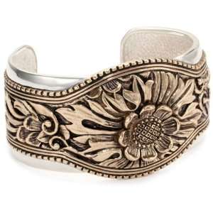  Bronzed by Barse Carved Two Tone Cuff Bracelet Jewelry