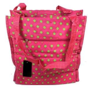  Pink with Green Polka Dots Tote Bag 