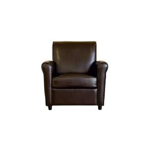  Brown Full Leather Club Chair: Home & Kitchen