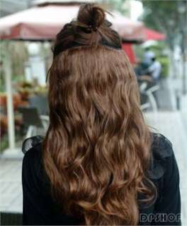 korean long Woman Curly/wavy 5 clip on synthenic hair extensions for 