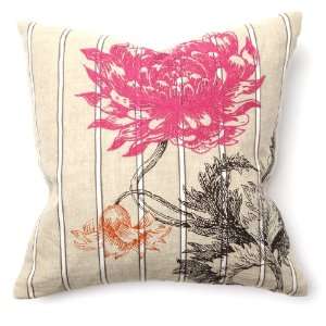   Embroidery in Pink and Orange Throw Pillow   Set of 2