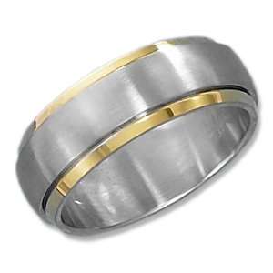    Stainless Steel Mens 8mm Two tone Spinner Band (size 11). Jewelry