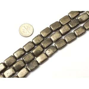  10x14mm rectangle silver gray pyrite beads strand 15 