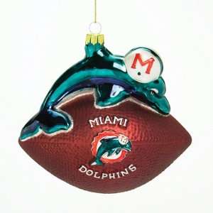   Sports Miami Dolphins Team Mascot Football Ornament