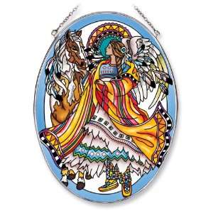  Amia Oval Suncatcher with Native American Angel Design 