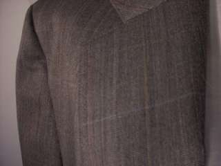   42R Fine Charcoal Herringbone Plaid Wool 2 Pc Suit AUSTIN REED  