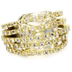  Layers of Crystal Overlapping Large Crystal Adjustable Ring Jewelry