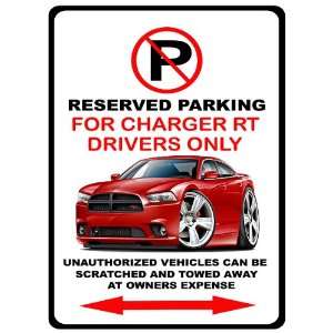  2012 13 Dodge Charger RT Muscle Car toon No Parking Sign 