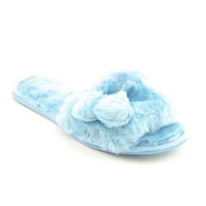  CHARTER CLUB Faux Fur Slippers, Blue, Extra Wide Small 5 6 