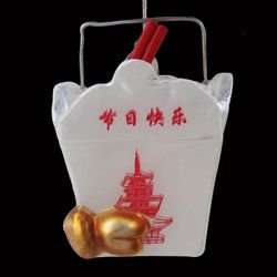  Glass Blown Asian Fusion Chinese Food Container Christmas 