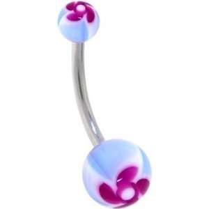  Purple Funky Flower Belly Button Ring: Jewelry