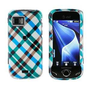   Cell Phone Blue Plaid Design Protective Case Faceplate Cover Cell