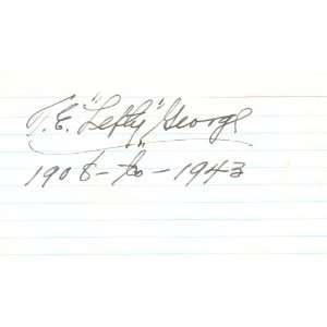  T. E. Lefty George Autographed 3x5 Postcard   Sports 