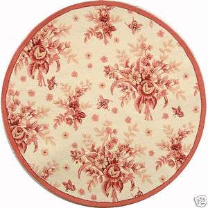 Hand hooked Floral Ivory/Rose Wool Area Rugs 8 Round  
