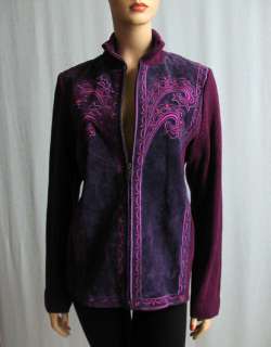 Bob Mackie Wearable Art Embroidered Leather Jacket M  