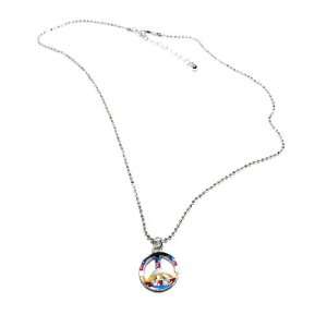   Gift   Colorful Peace Sign Ball Chain Necklace   Peace Symbol Pendant