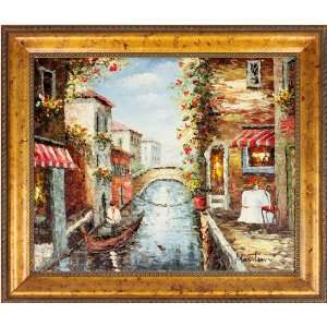   Venice Gondola / Framed Hand Paint, Oil on Canvas: Home & Kitchen