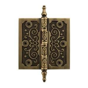  4 Solid Brass Ornate Hinge   Antique Brass: Home 