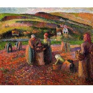   painting name Potato Harvest 2, by Pissarro Camille