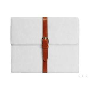   Leather Case for iPad2 Cellet White Standable Snap Button Leather Case