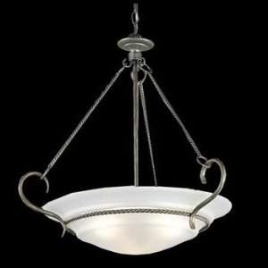   Inverted Bowl Pendant, Venetian Silver Finish with Etched Seedy Glass