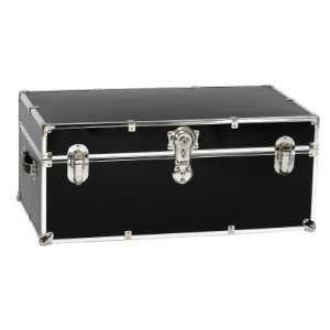 Black Steel Trunk with Optional Cedar Lining and Wheels, Small 30L x 