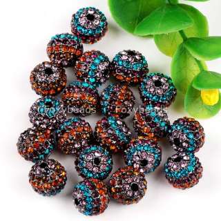 20Pcs BULK 10mm Rainbow Crystal Loose Pave Disco Ball Spacer Jewelry 