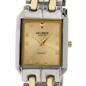 Helbros Watch With Black Diamond Dial & Gold Tone Bracelet