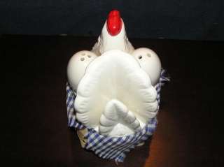 Vintage Ceramic Rooster Salt Pepper Napkin Holder EUC  